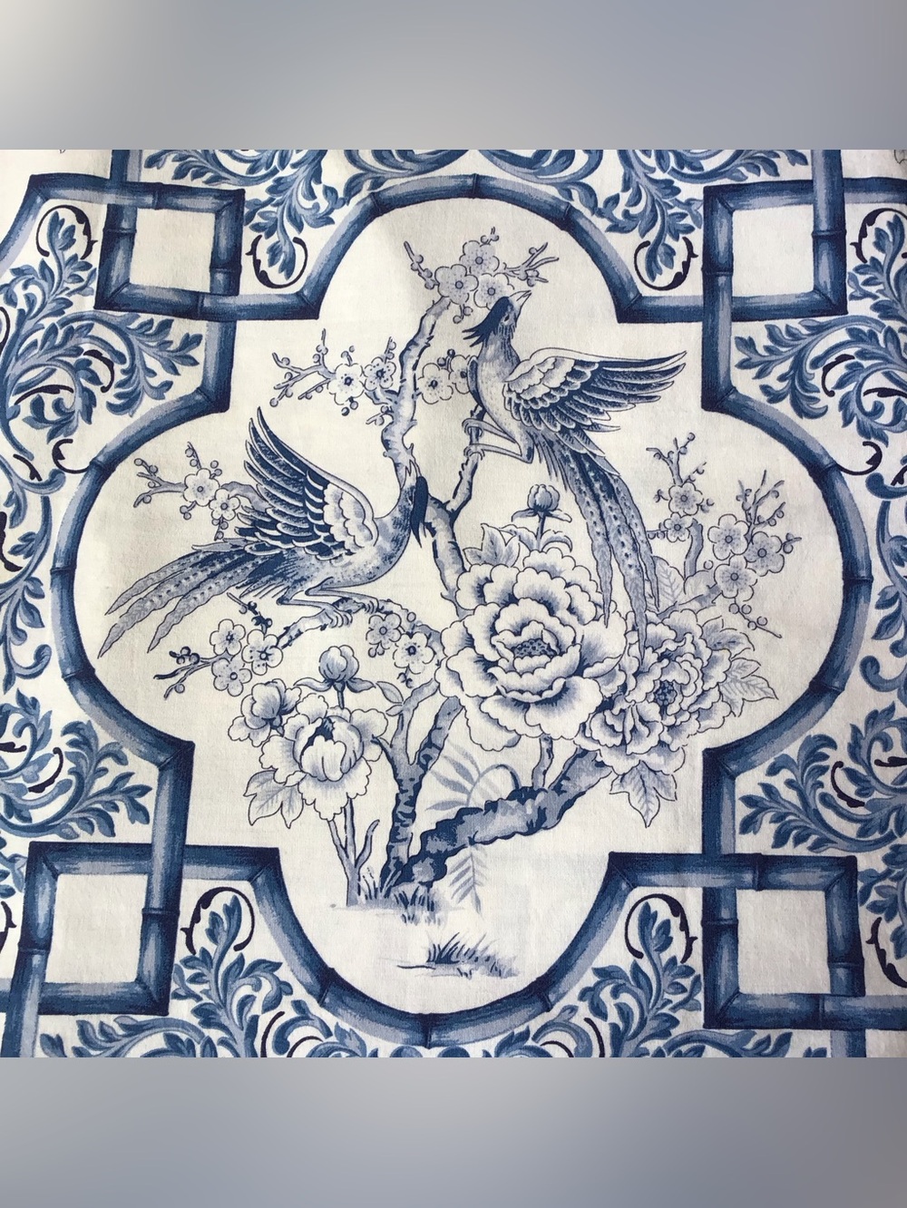 Vintage Ralph Lauren Pheasants Chinoiserie Blue & White Pillow Case